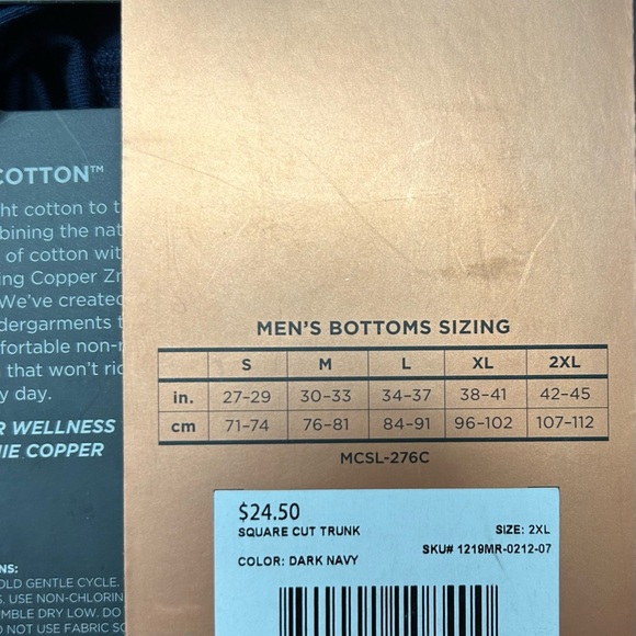 3 Pack Tommy Copper Cotton Underwear Men’s Square Cut Trunk 2XL Navy & Graphite - Picture 2 of 4